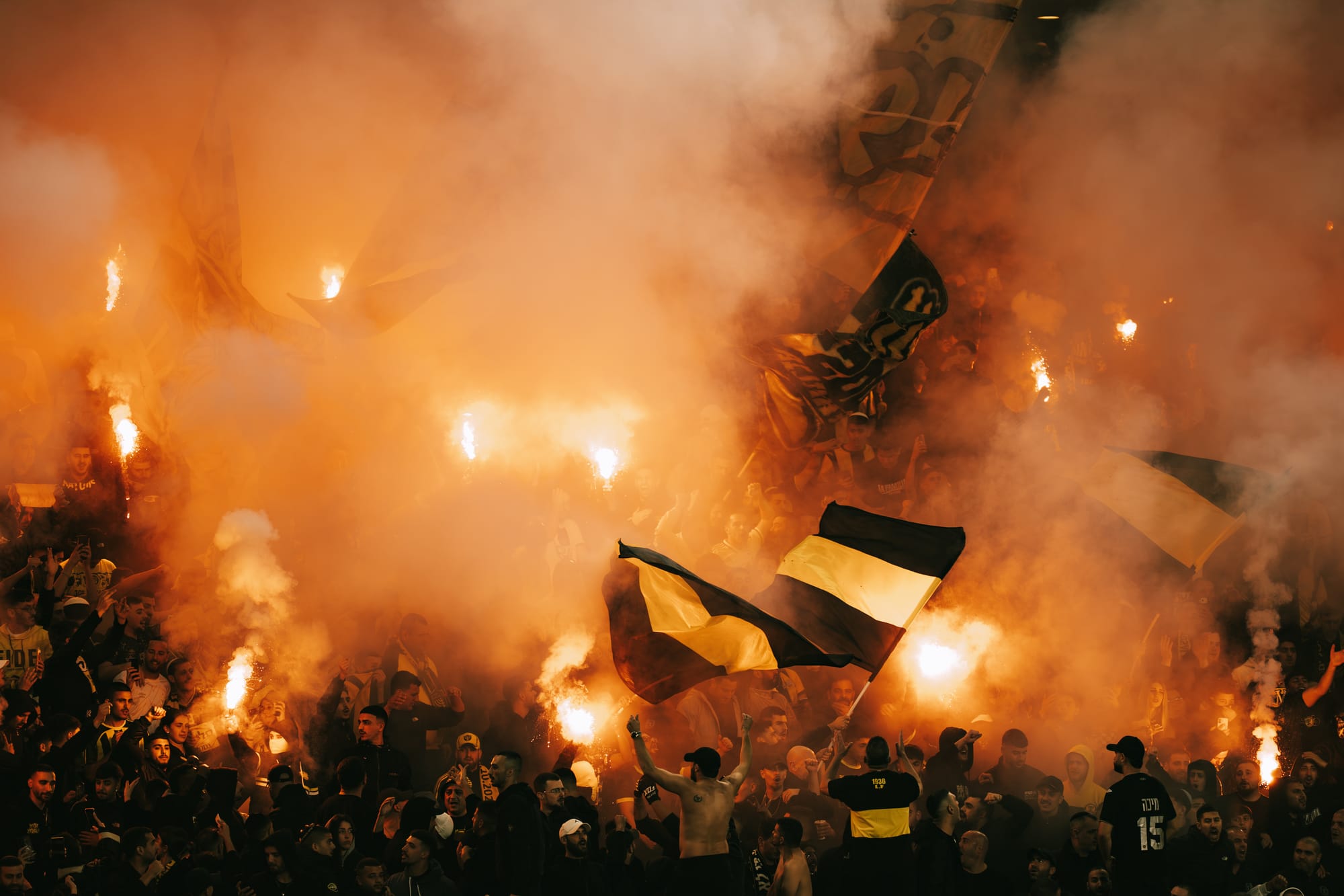Tifo display covering the stand
